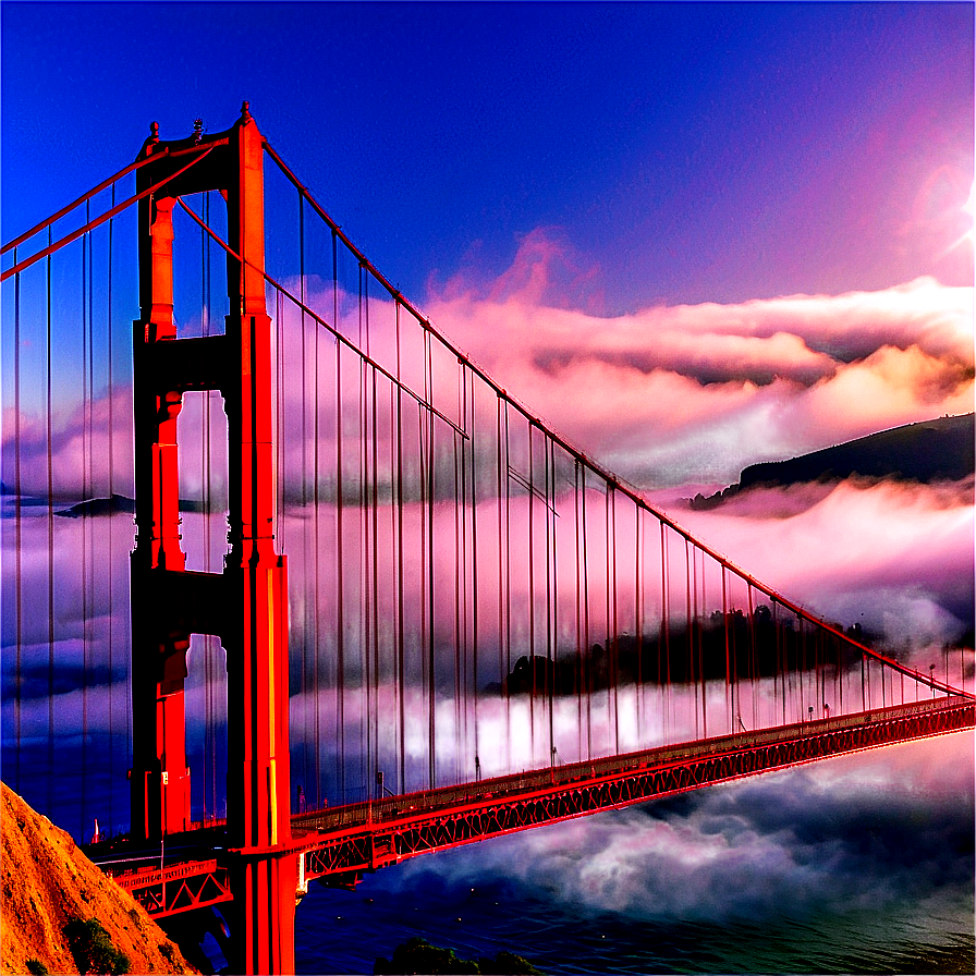 Golden Gate Bridge With Fog Rolling In Png Eeq18 PNG