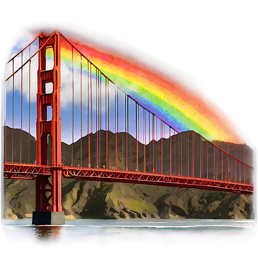 Golden Gate Bridge With Rainbow Png Anl38 PNG