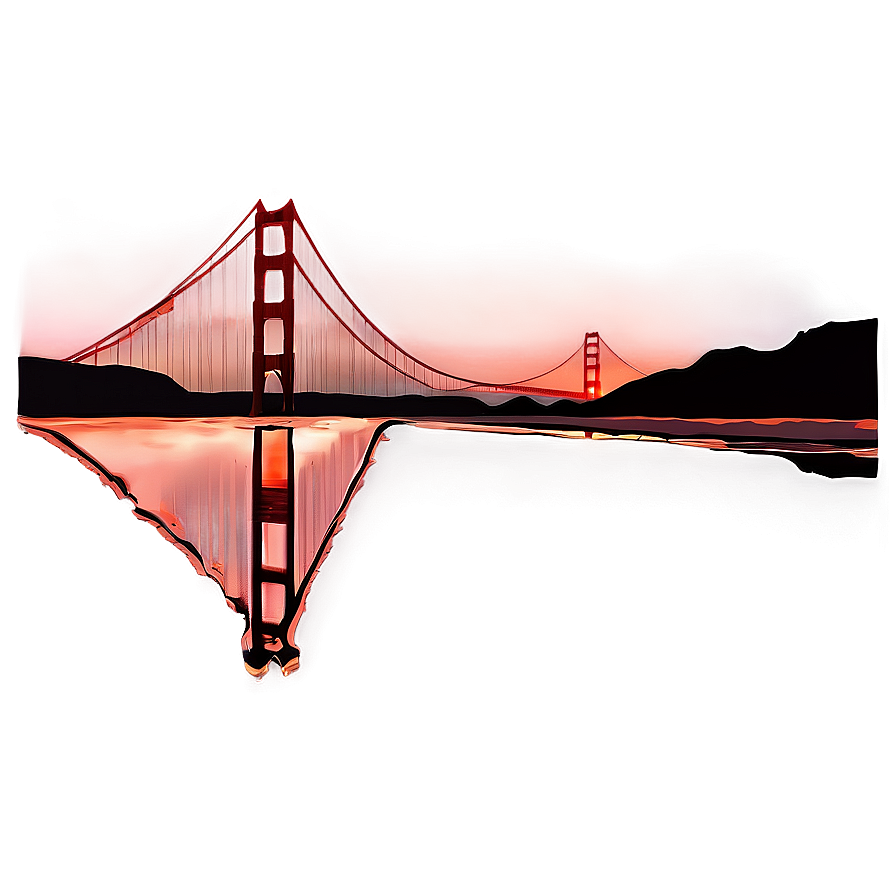 Golden Gate Bridge With Red Sunset Sky Png 06122024 PNG