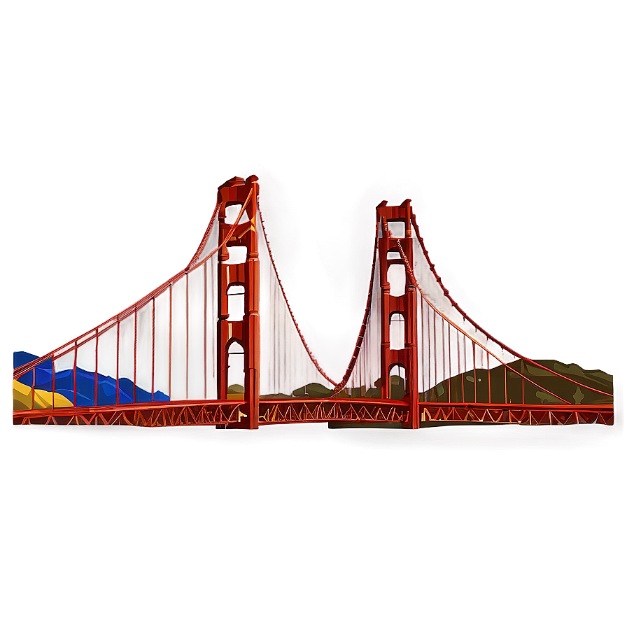 Golden Gate Bridge With Starry Night Png Wco PNG