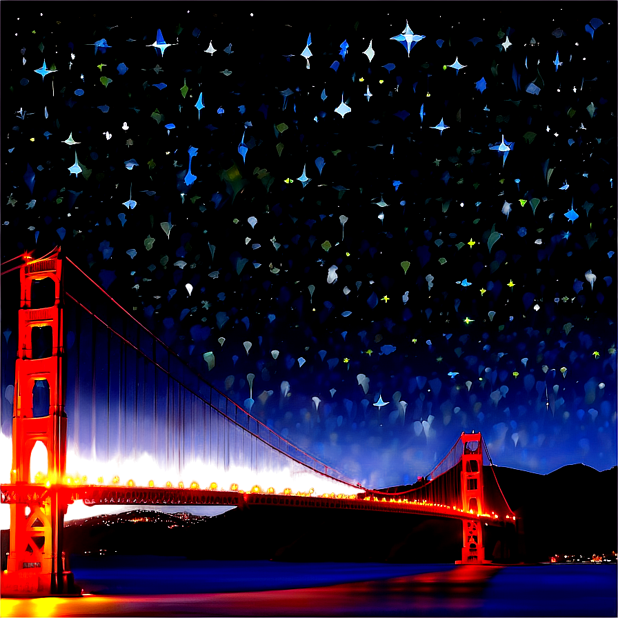 Golden Gate Bridge With Starry Night Png Xxg PNG