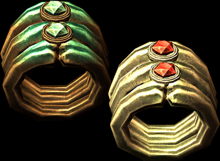 Golden Gemstone Rings Illustration PNG