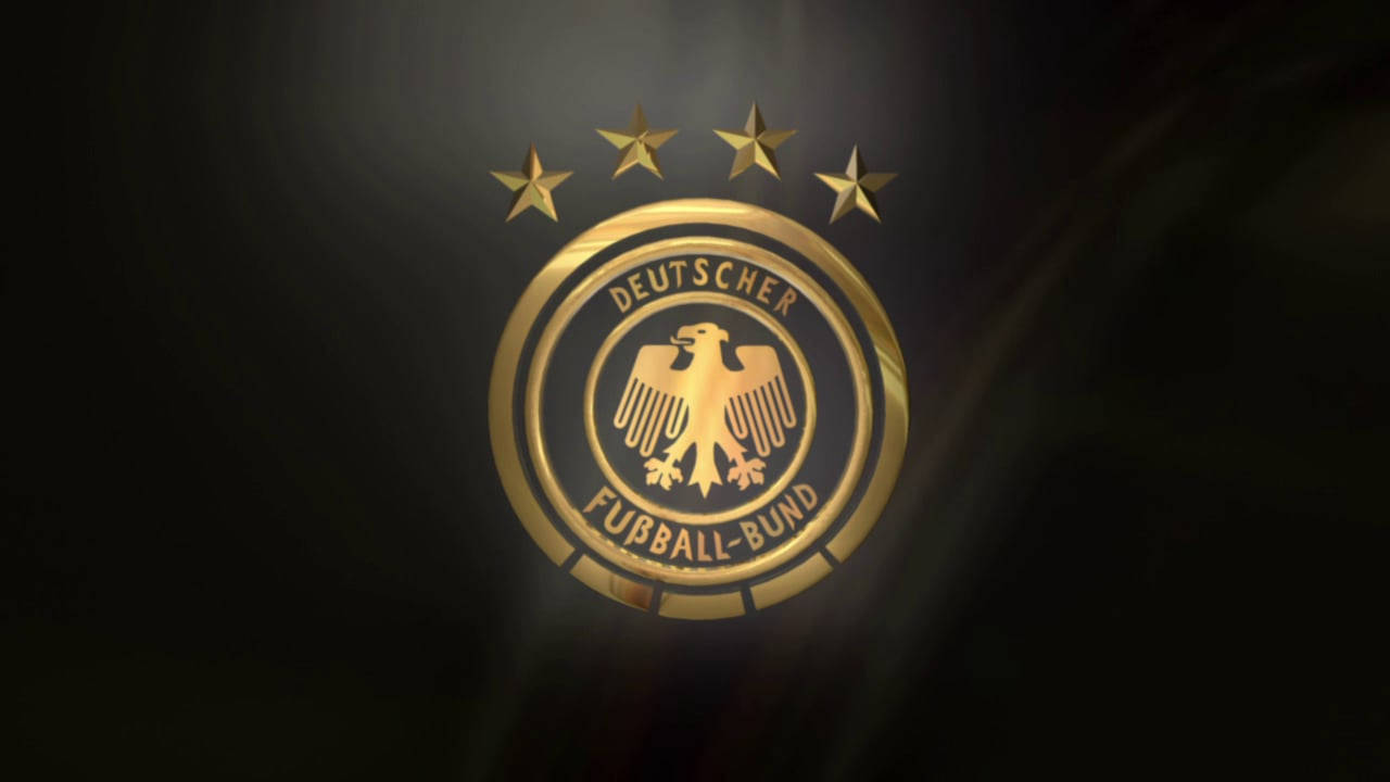 Golden Germany National Football Team Logo Black Graphic Wallpaper