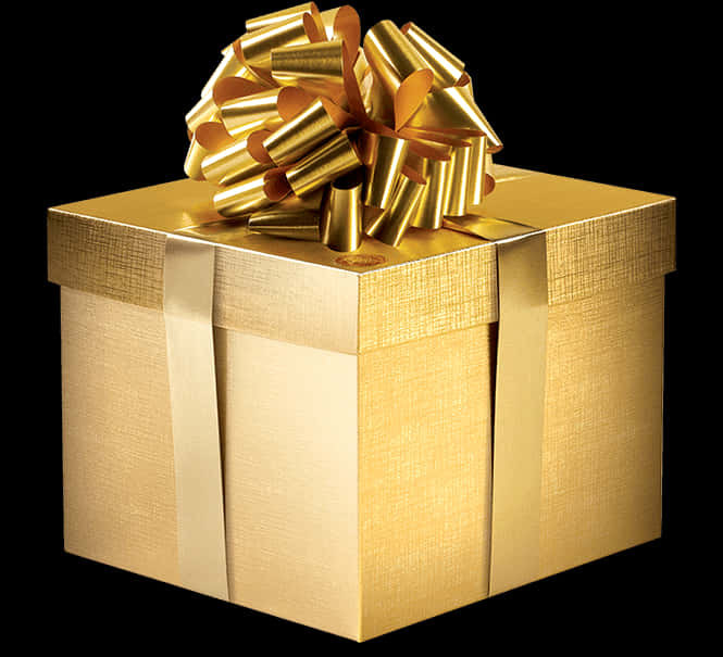 Golden Gift Boxwith Bow PNG