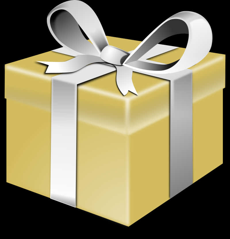 Golden Gift Boxwith Silver Ribbon PNG