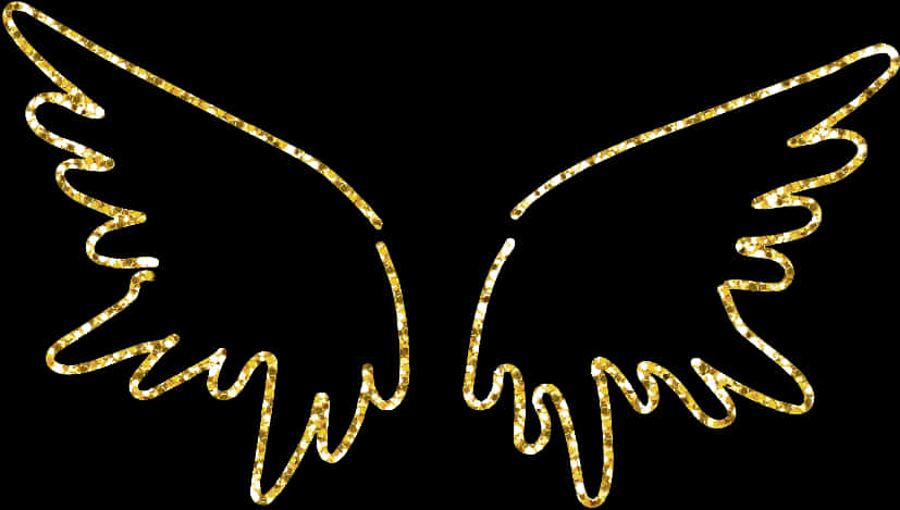 Golden Glitter Angel Wings PNG
