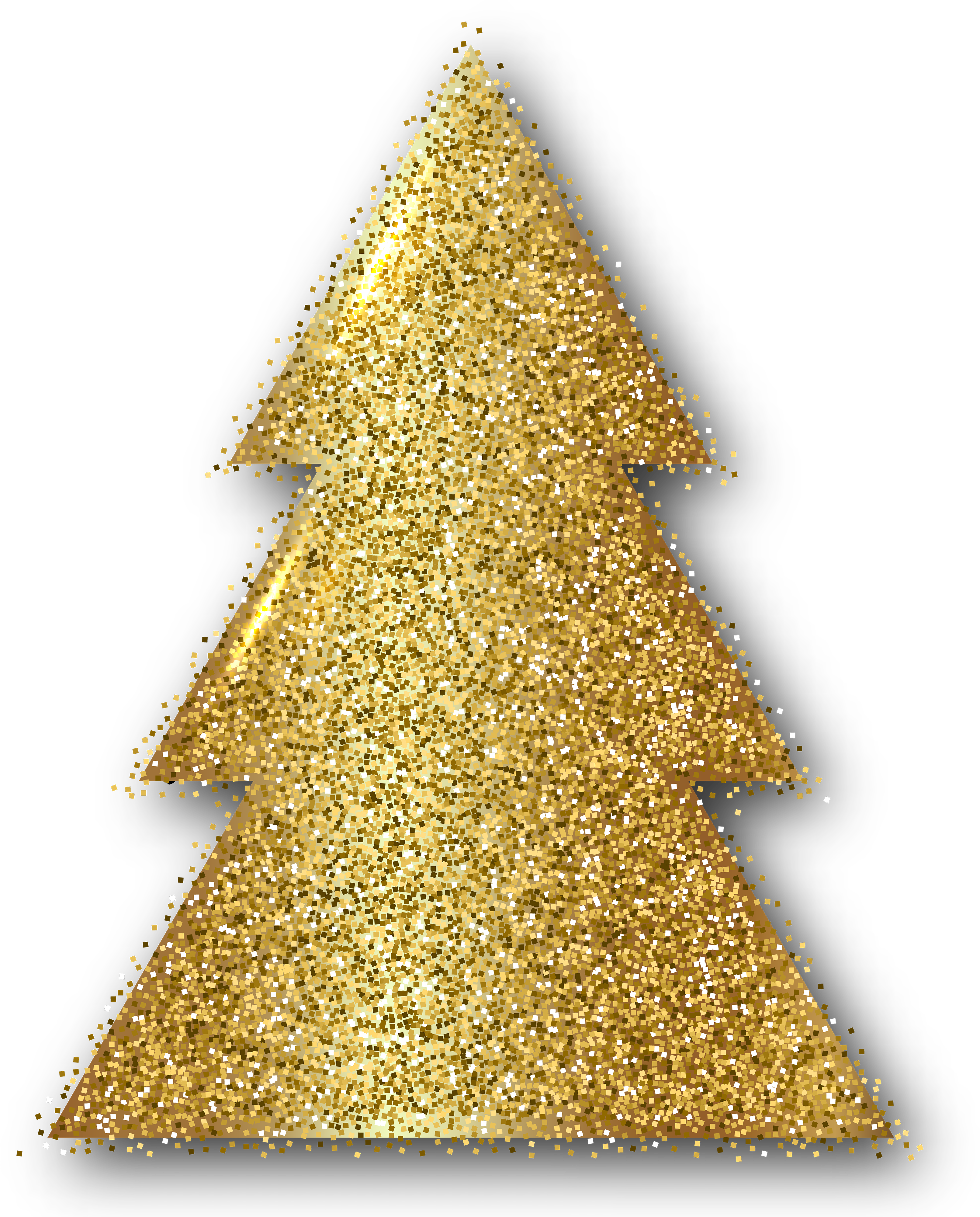 Golden Glitter Christmas Tree Clipart.png PNG