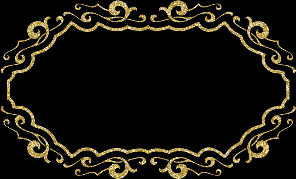 Golden Glitter Frame Design PNG