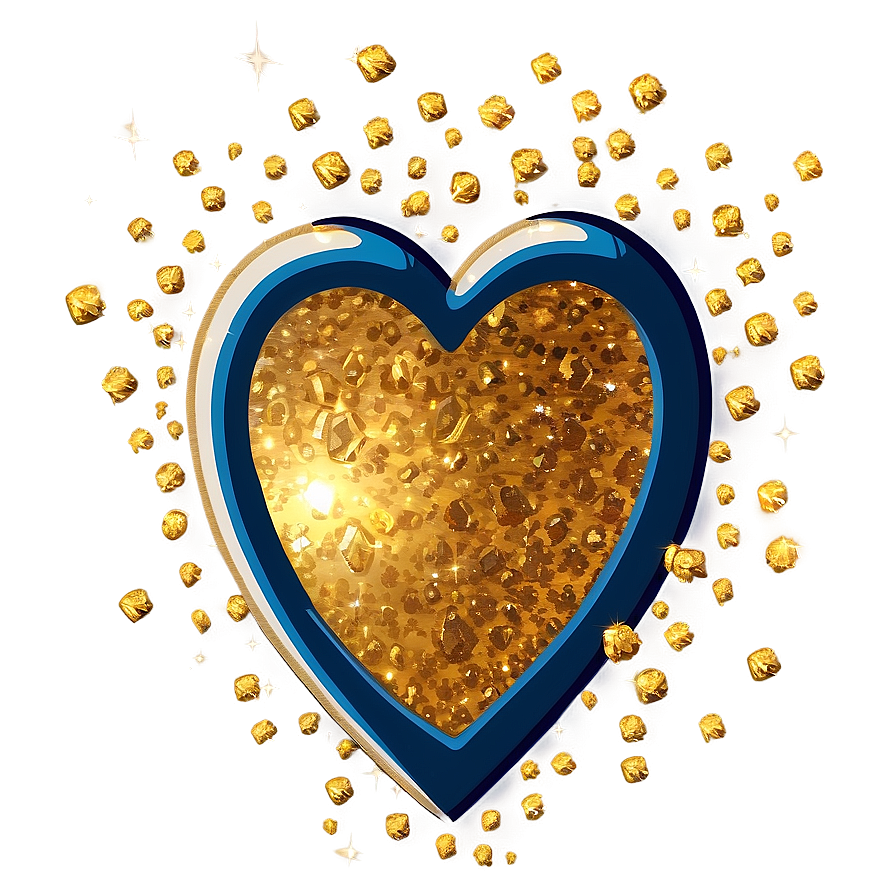 Golden Glitter Heart Png Ahl PNG
