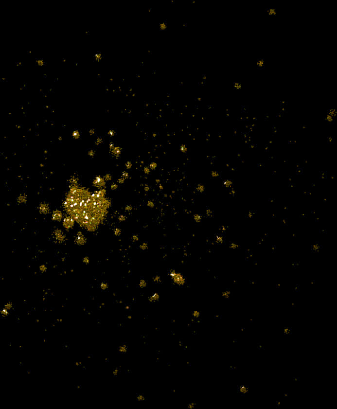 Golden Glitter Sparkleson Black Background PNG