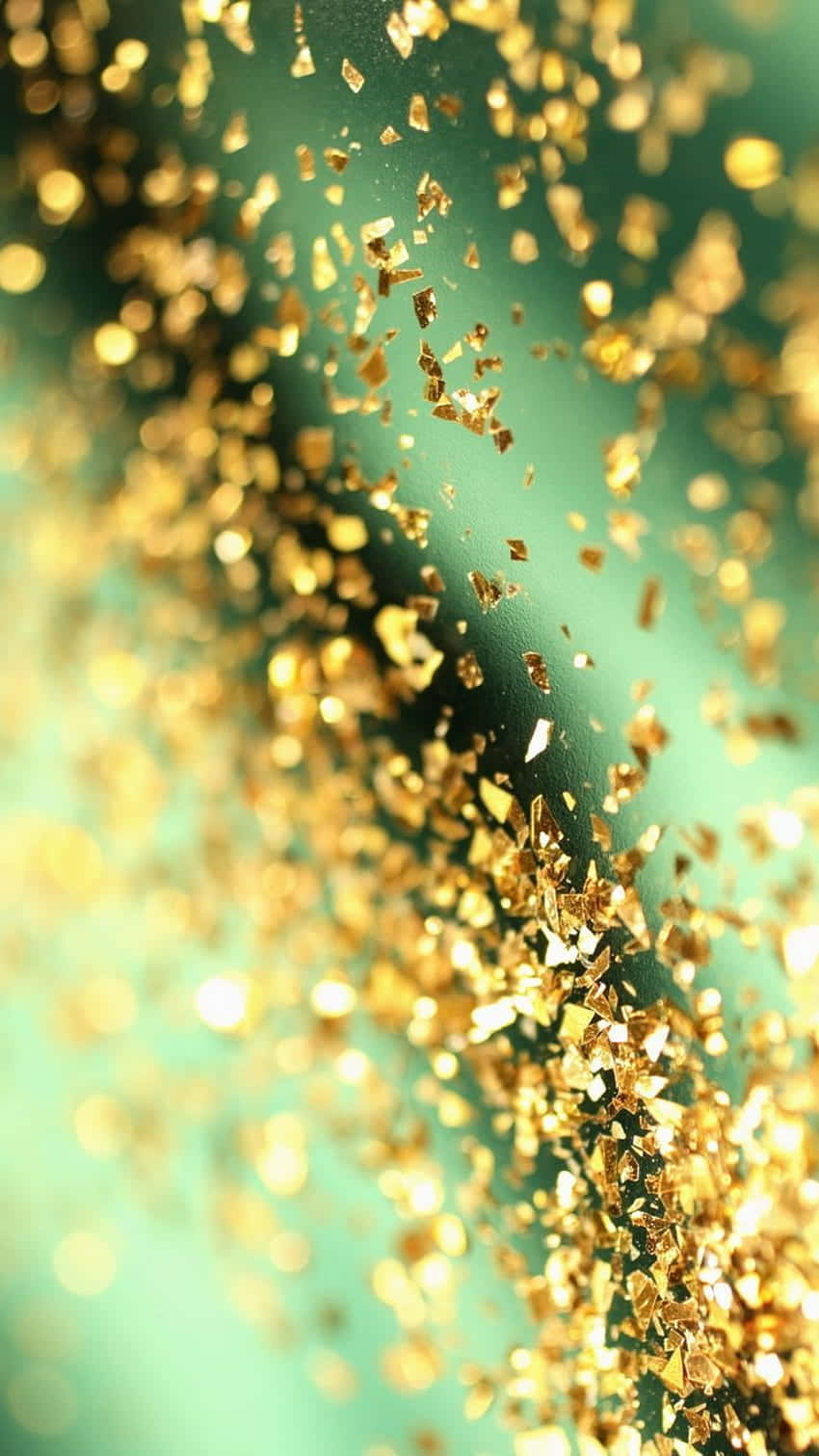 Golden Glitter Splashon Teal Background Wallpaper