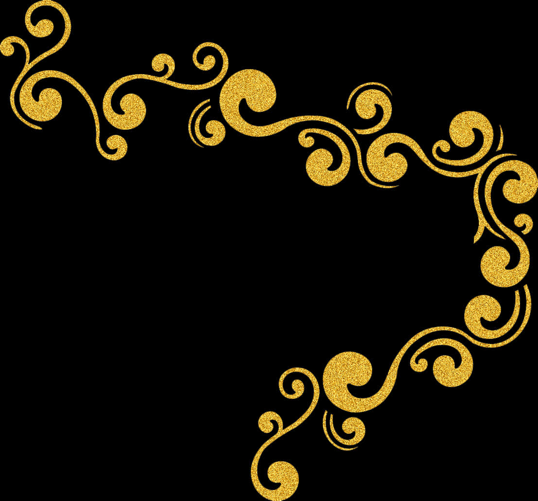 Golden Glitter Swirl Decoration PNG