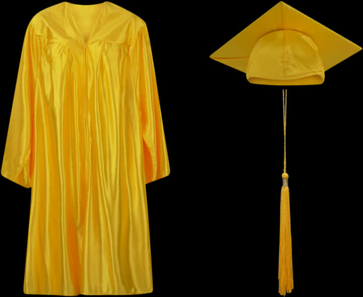 Golden Graduation Gownand Cap PNG