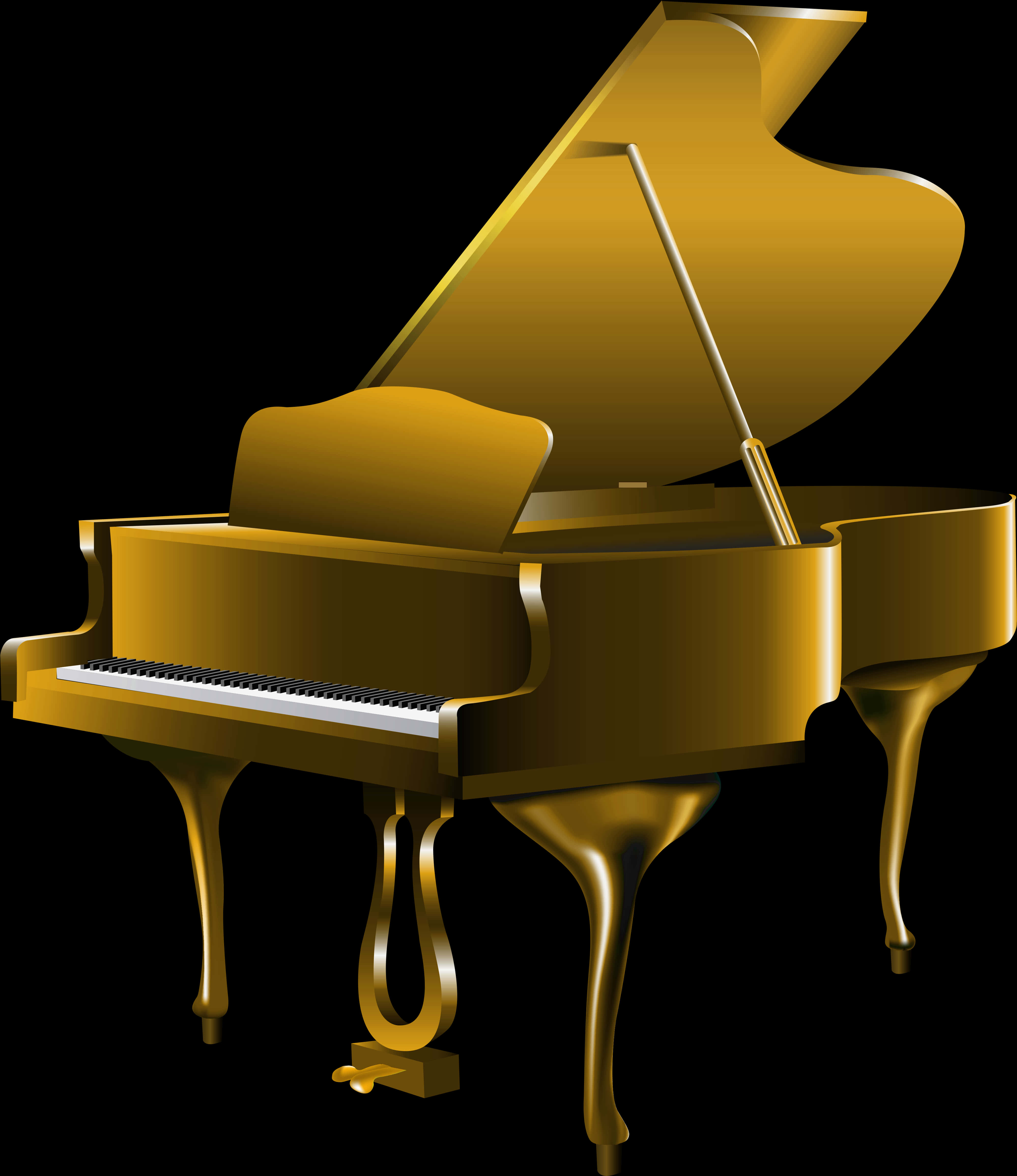 Golden Grand Piano Illustration PNG