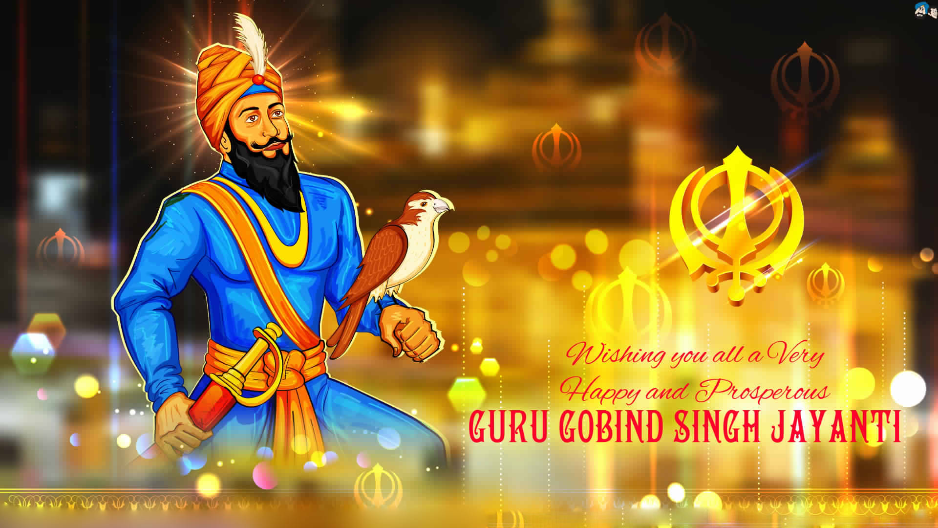 Aniversáriode Nascimento Do Guru Gobind Singh Ji Em Ouro. Papel de Parede