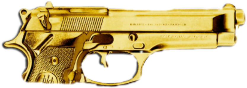 Golden Handgun Side View PNG