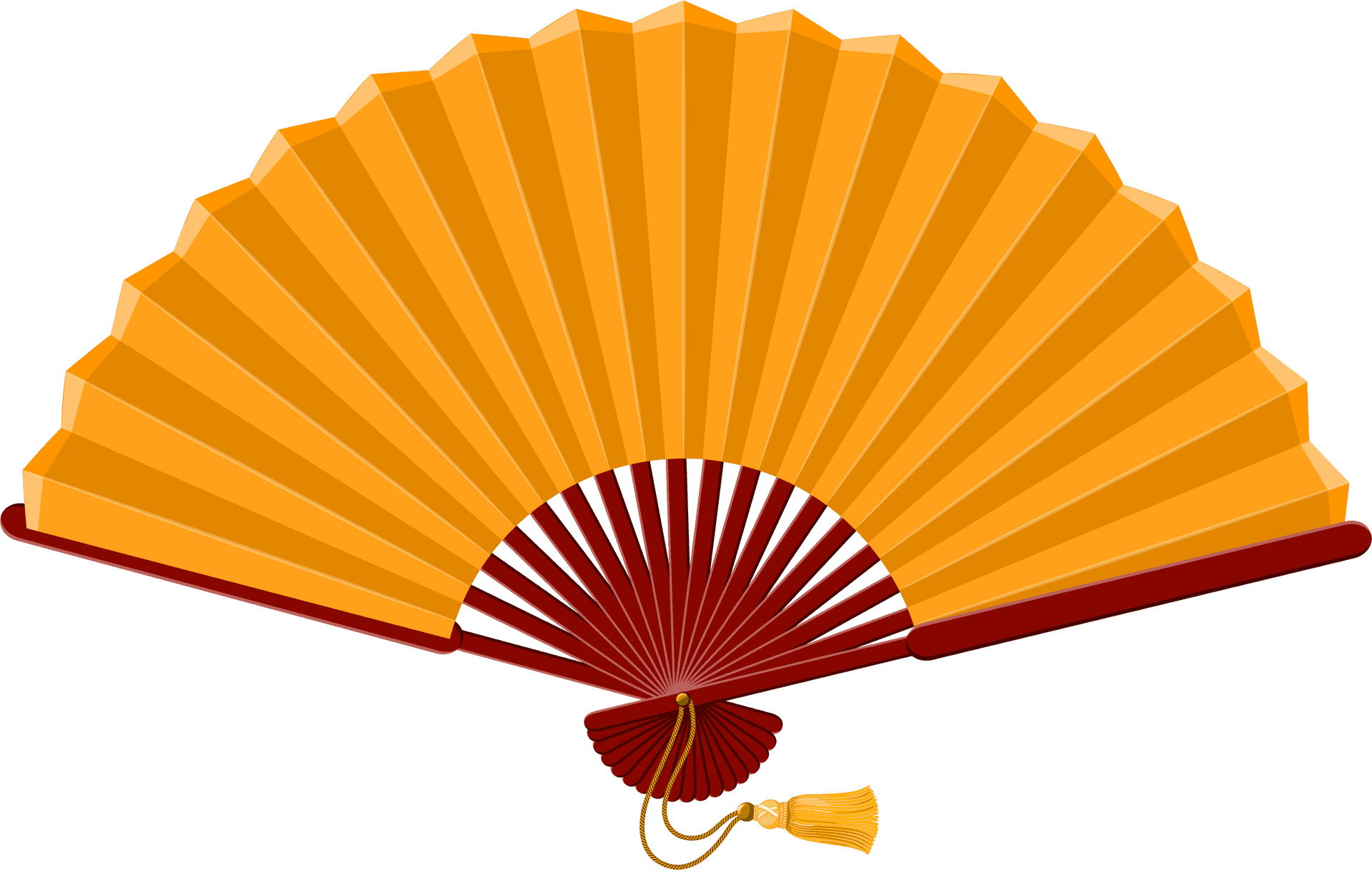 Golden Handheld Fan Illustration PNG