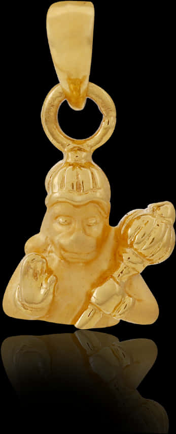 Golden Hanuman Pendant Design PNG