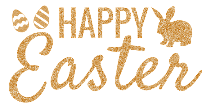 Golden Happy Easter Glitter Sign PNG