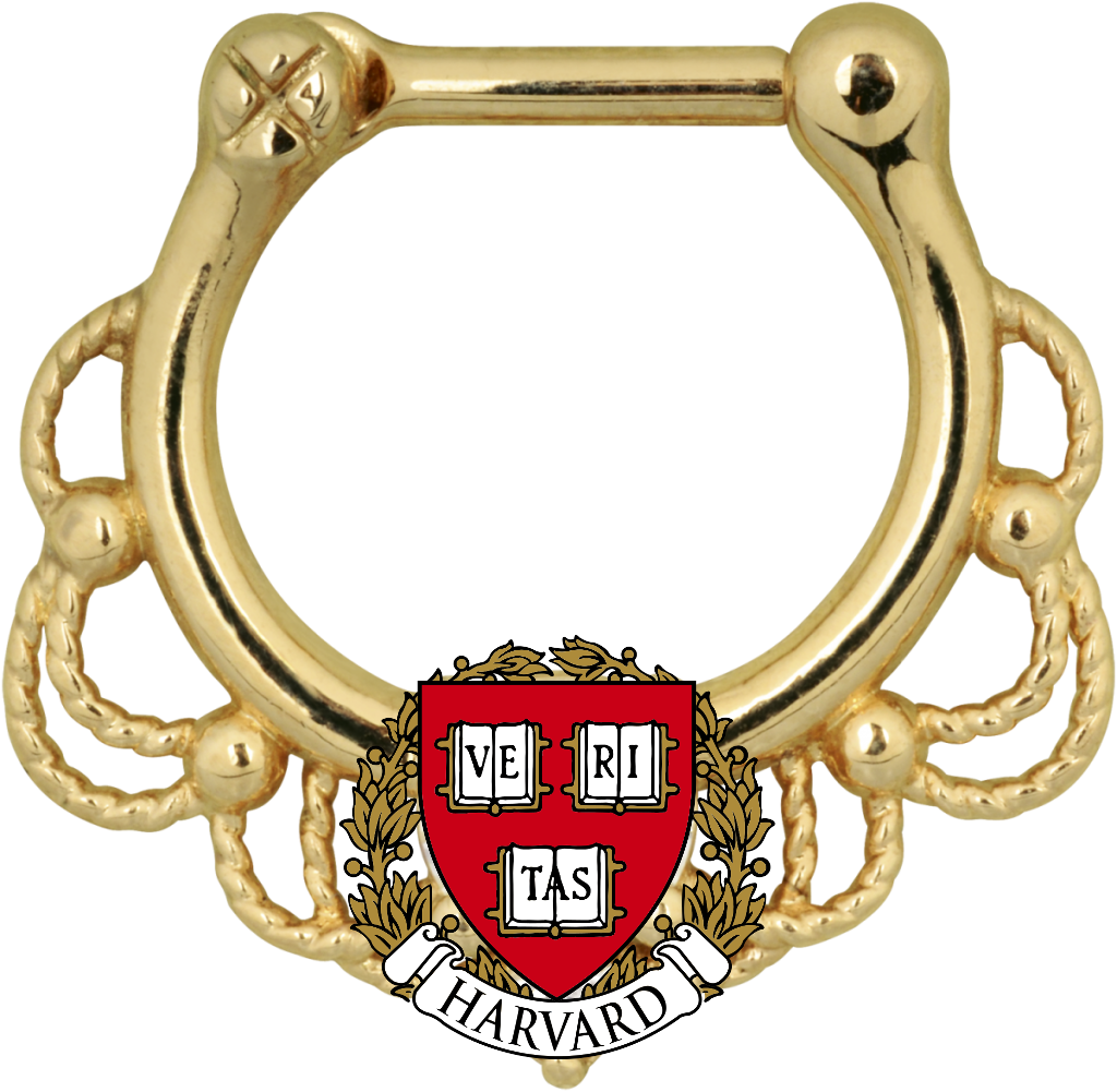 Golden Harvard Septum Ring PNG