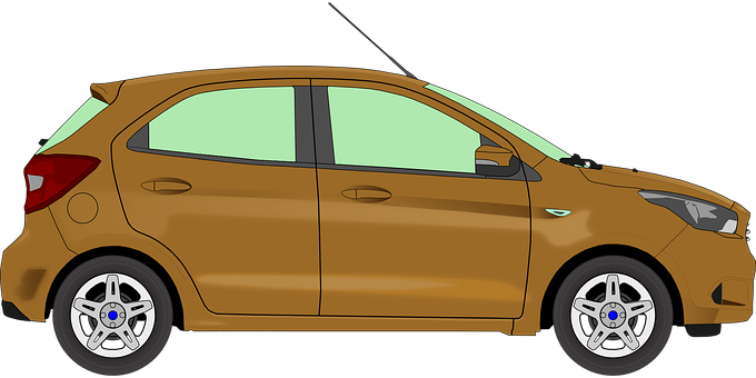 Golden Hatchback Side View PNG