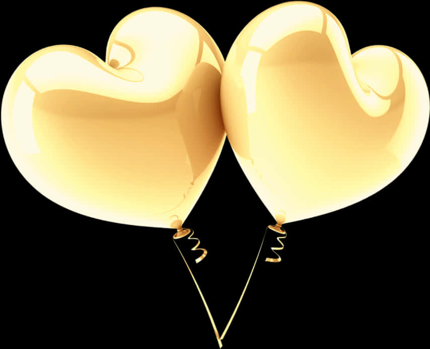 Golden Heart Balloons PNG