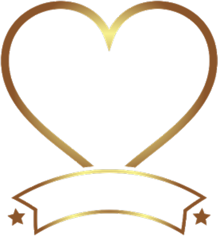 Golden Heart Banner Frame PNG