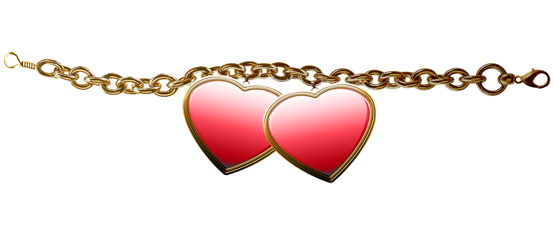Golden Heart Chain Bracelet PNG