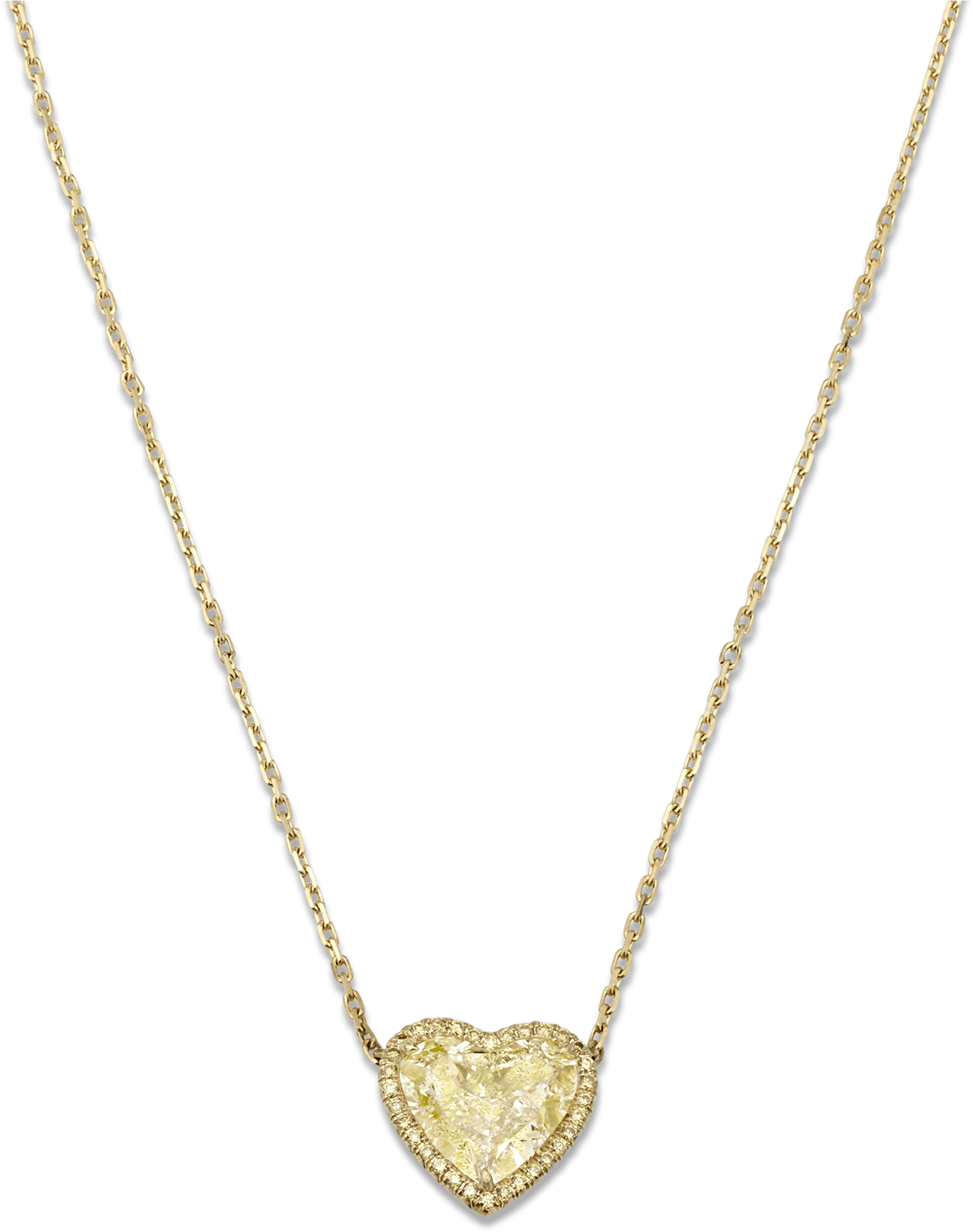 Golden Heart Diamond Necklace PNG