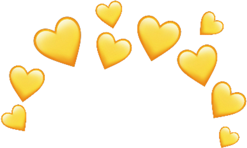 Golden Heart Emojis Scattered PNG