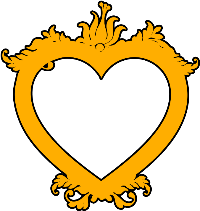 Golden Heart Frame Design PNG