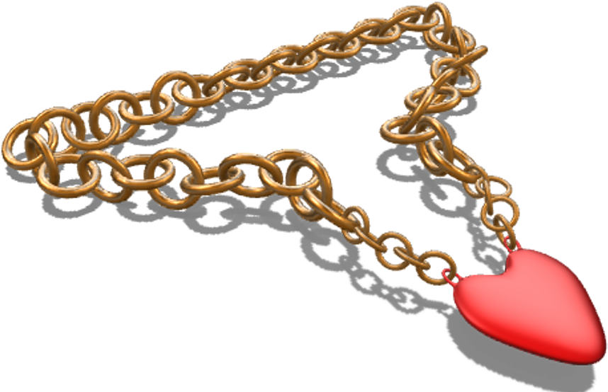 Golden Heart Pendant Chain PNG