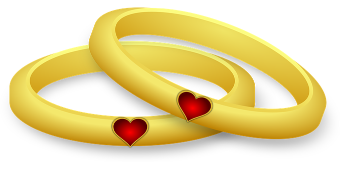 Golden Heart Rings Graphic PNG