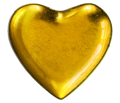 Golden Heart Shaped Object PNG