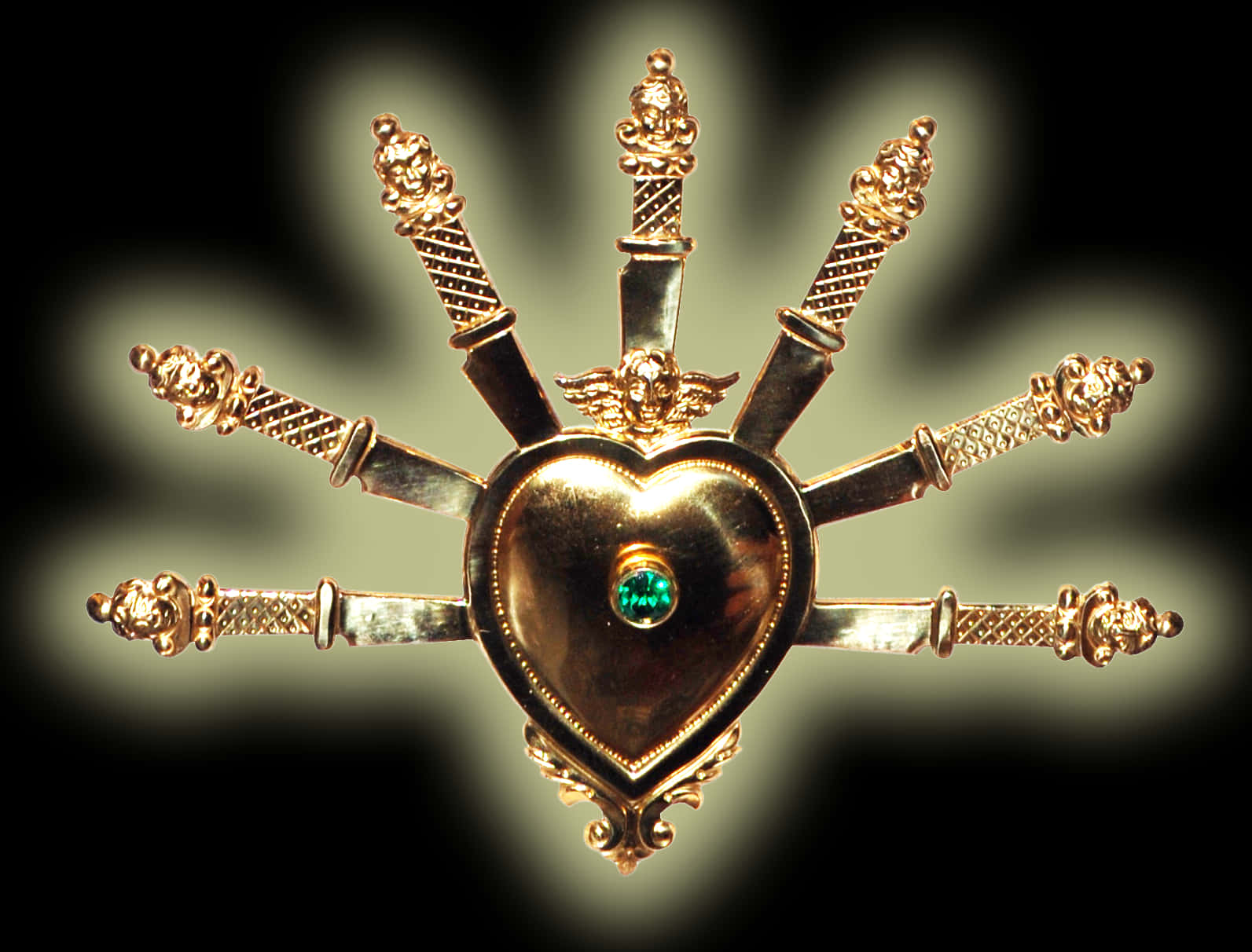 Golden Heart Surroundedby Swords PNG