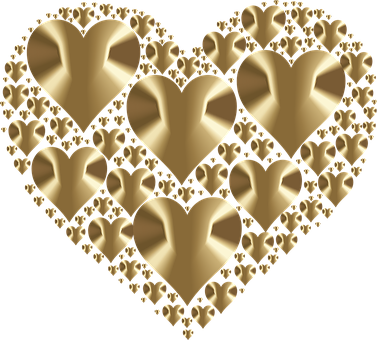 Golden Hearts Pattern PNG