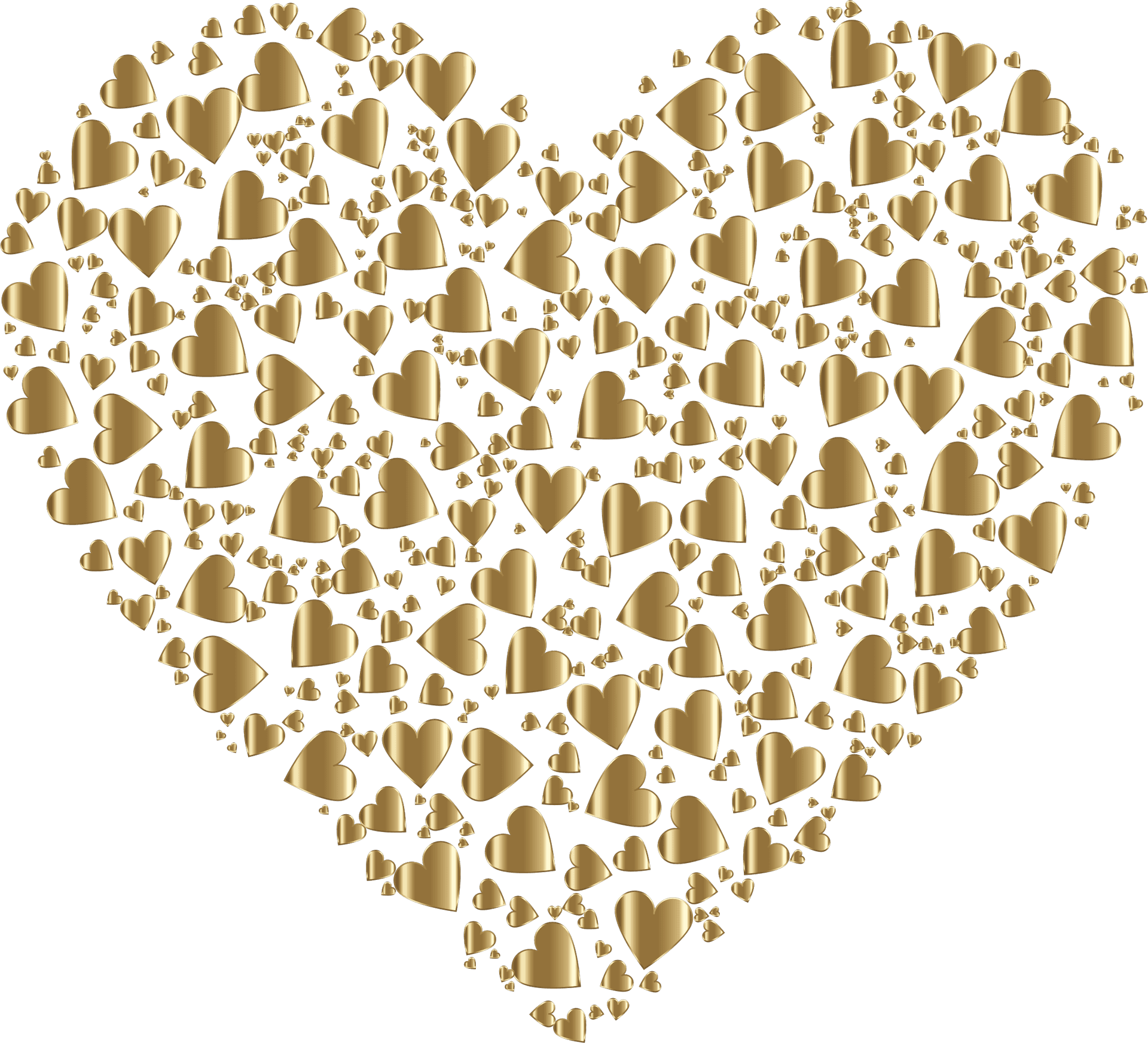 Golden Hearts Pattern Teal Background PNG