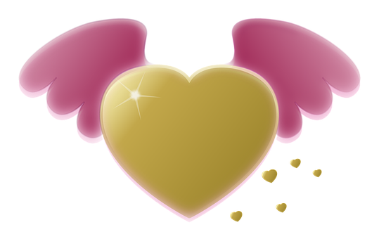 Golden Heartwith Wings PNG