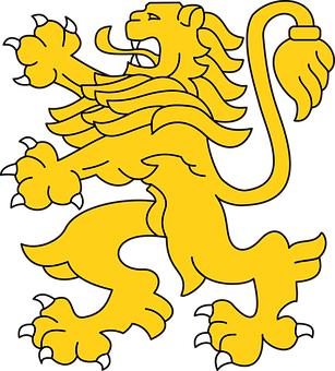 Golden Heraldic Lion Illustration PNG