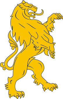 Golden Heraldic Lion PNG