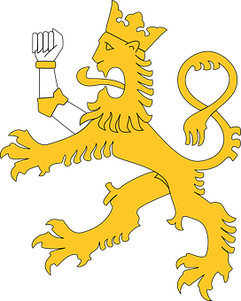 Golden_ Heraldic_ Lion_ Vector PNG