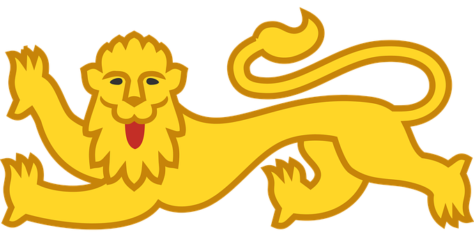 Golden_ Heraldic_ Lion_ Vector PNG