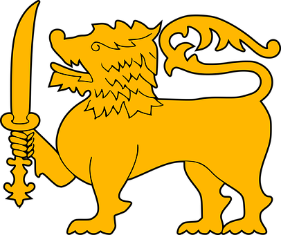 Golden Heraldic Lionwith Sword PNG