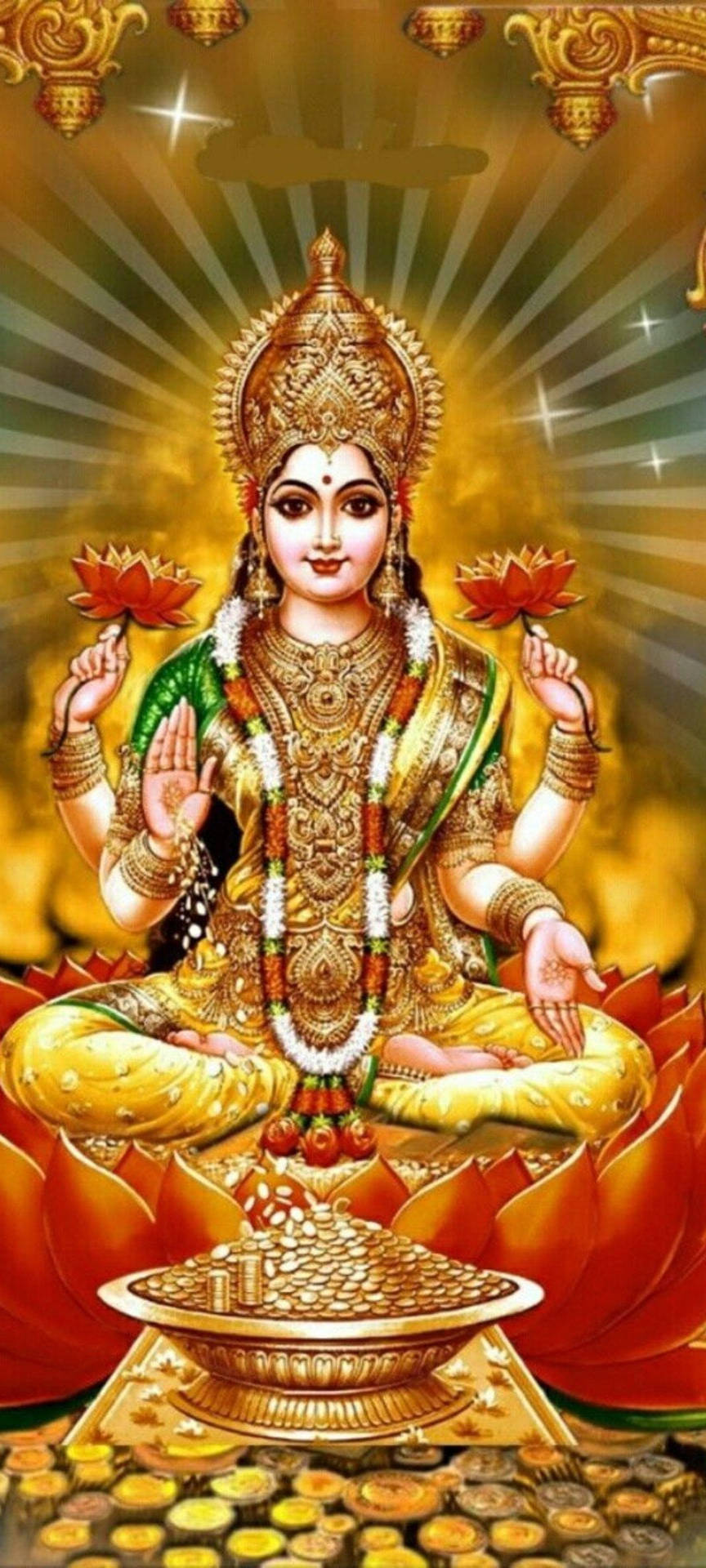 Golden Hindu Deity Ashta Lakshmi Wallpaper