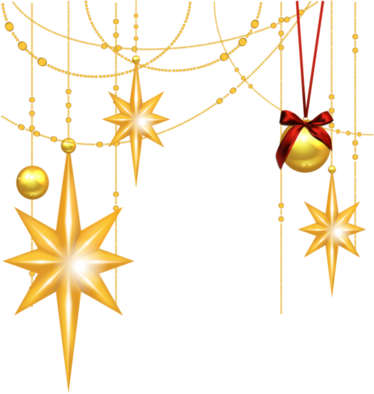 Golden Holiday Decoration Elements PNG