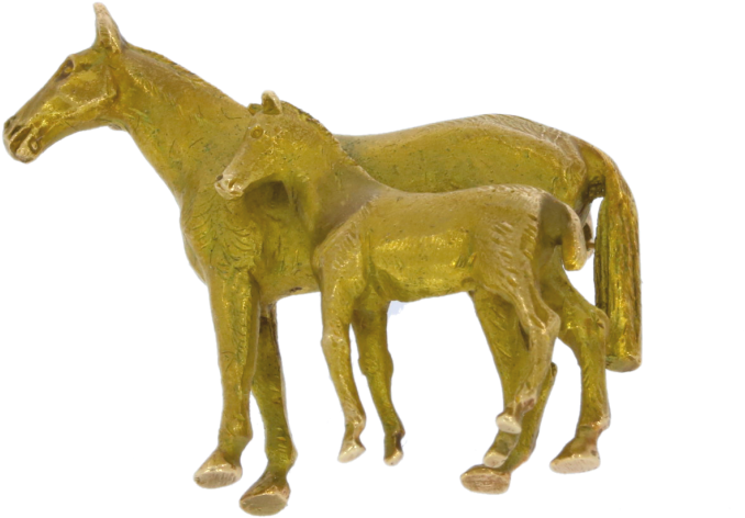 Golden Horseand Foal Sculpture PNG
