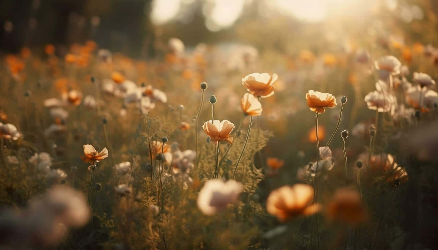 Golden Hour Wildflowers Wallpaper