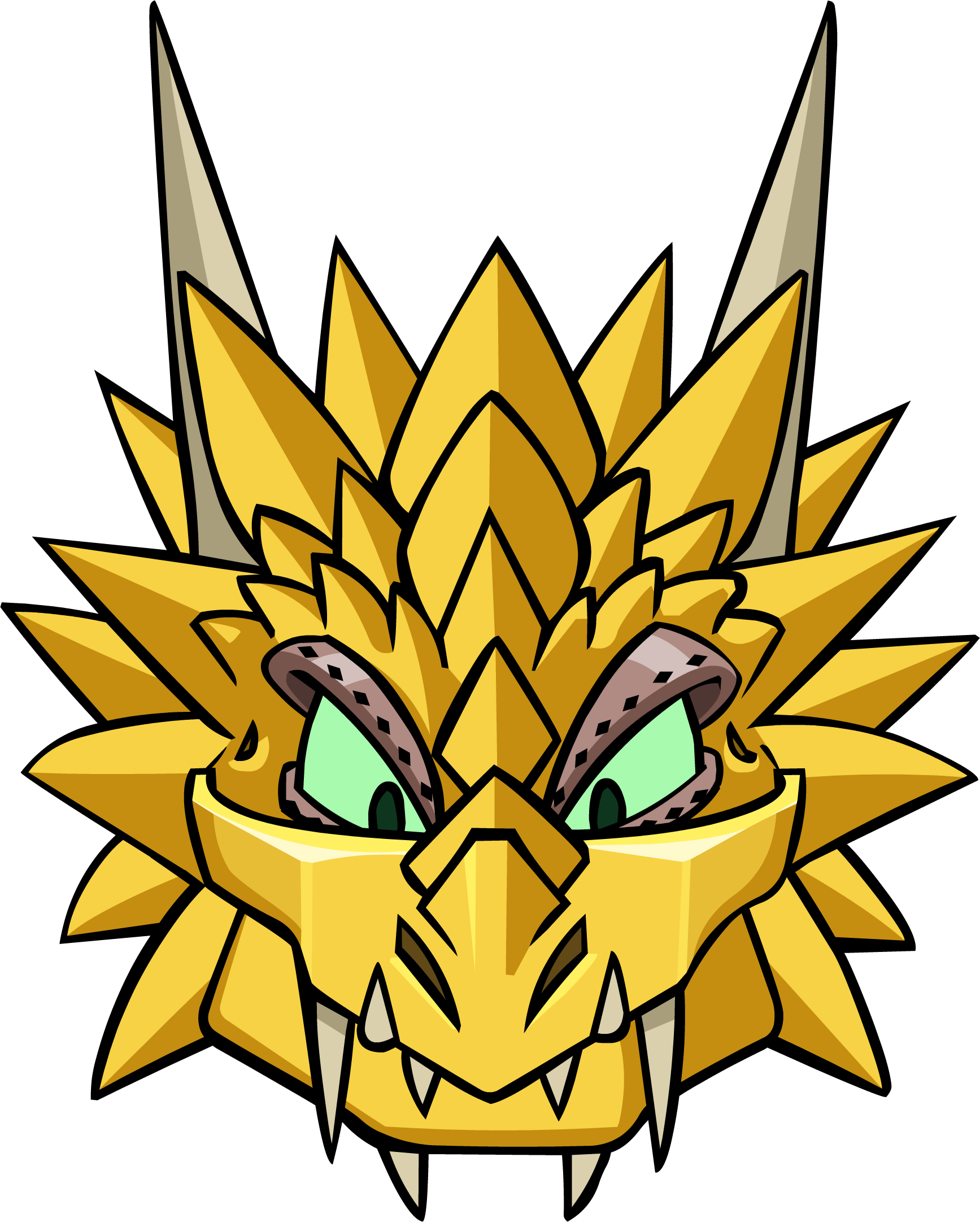 Golden Hydra Head_ Cartoon Illustration.png PNG