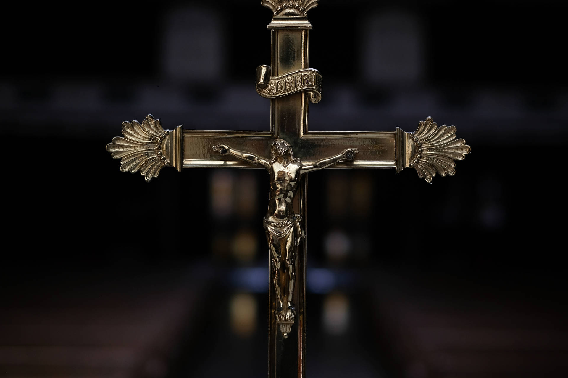 Golden Jesus On Cross Crucifix Wallpaper