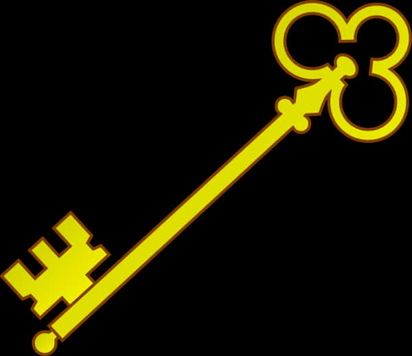 Golden Key Silhouette Graphic PNG